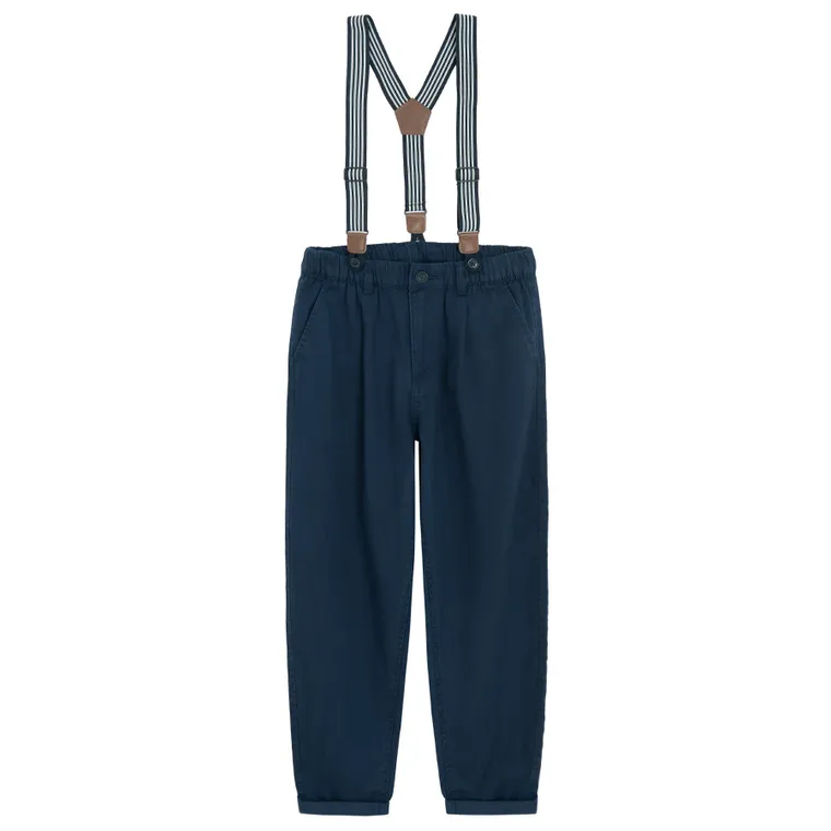 Cool Club, Spodnie materiałowe z szelkami, loose, granatowe