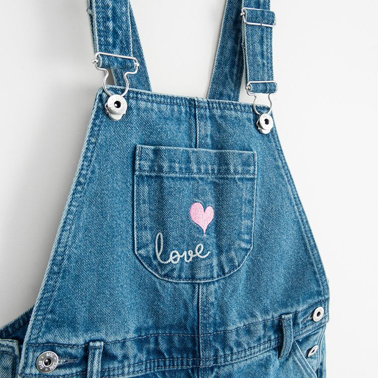 Cool Club, Spodnie ogrodniczki jeansowe dziewczęce, denim