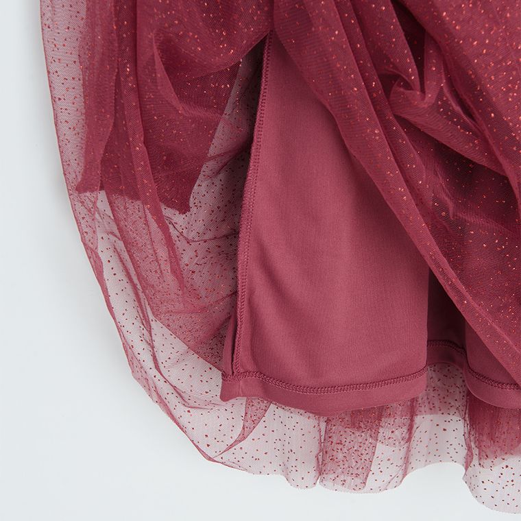 Cool Club, Sukienka dziewczęca z długim rękawem, bordowa