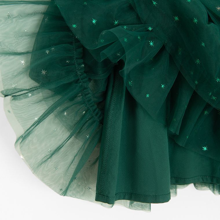 Cool Club, Sukienka dziewczęca z długim rękawem, ciemnozielona