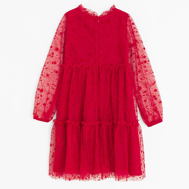 Cool Club, Sukienka dziewczęca z długim rękawem, czerwona