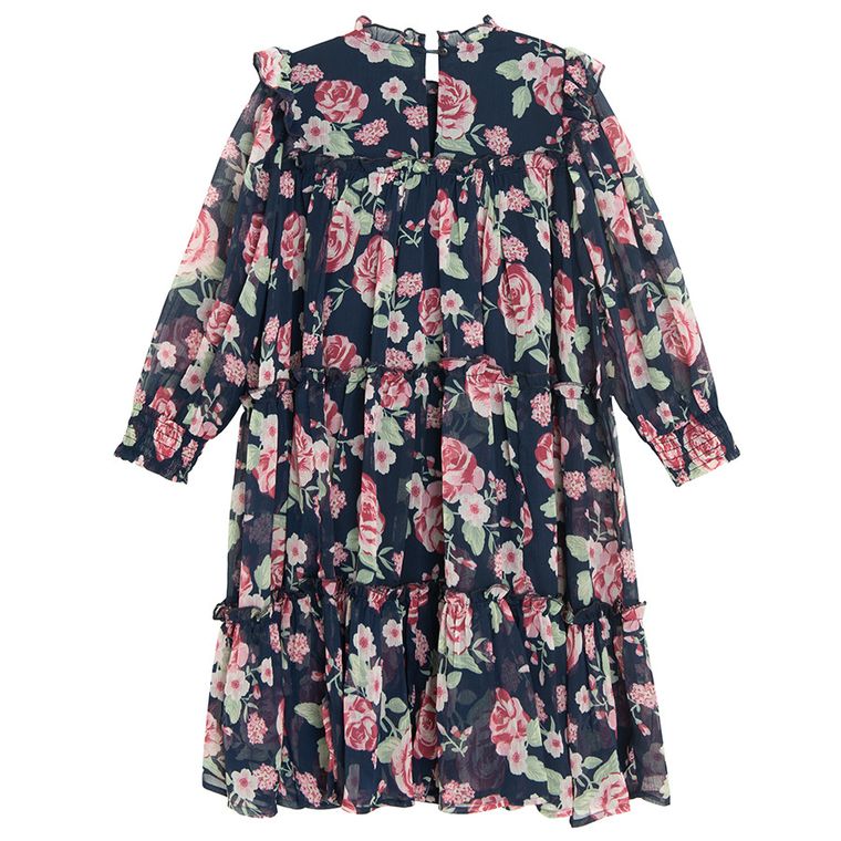 Cool Club, Sukienka dziewczęca z długim rękawem, granatowa