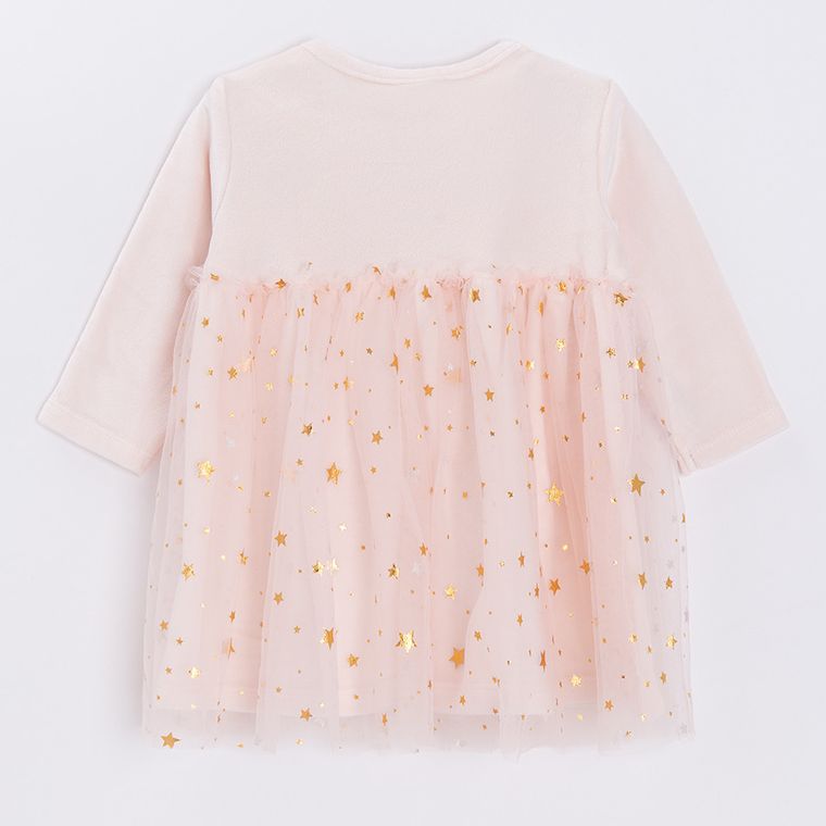 Cool Club, Sukienka dziewczęca z długim rękawem, jasnoróżowa