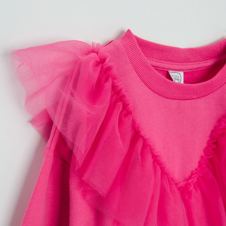 Cool Club, Sukienka dziewczęca z długim rękawem, różowa