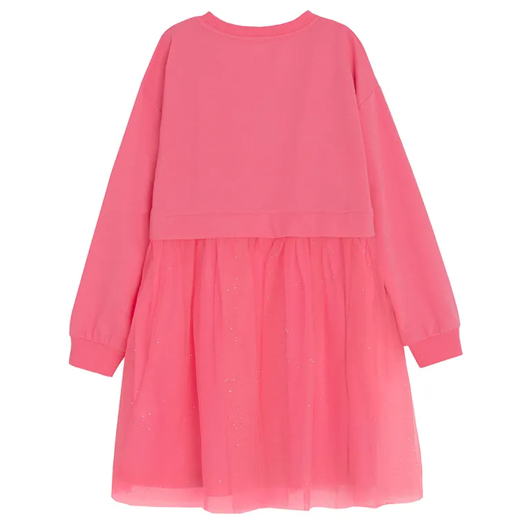 Cool Club, Sukienka dziewczęca z długim rękawem, różowa