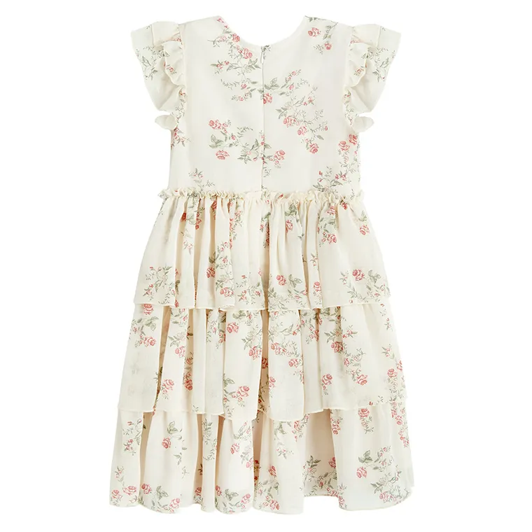 Cool Club, Sukienka dziewczęca z krótkim rękawem, beżowa