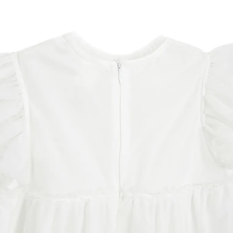 Cool Club, Sukienka dziewczęca z krótkim rękawem, biała