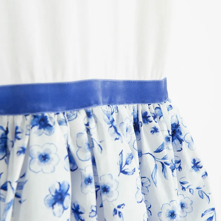 Cool Club, Sukienka dziewczęca z krótkim rękawem, biało-niebieska