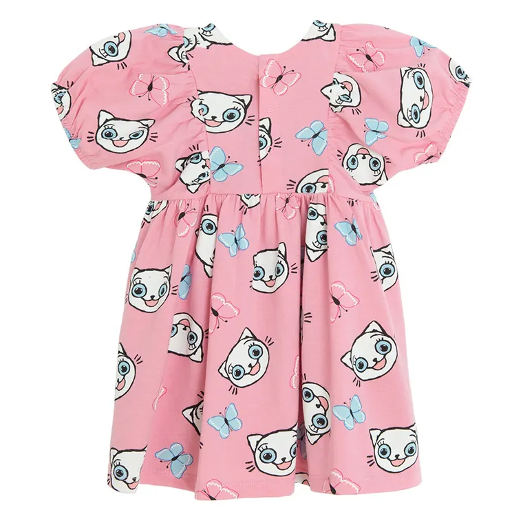 Cool Club, Sukienka dziewczęca z krótkim rękawem, różowa, Kicia Kocia