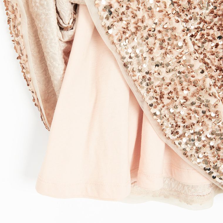 Cool Club, Sukienka dziewczęca z krótkim rękawem, welurowa, złota