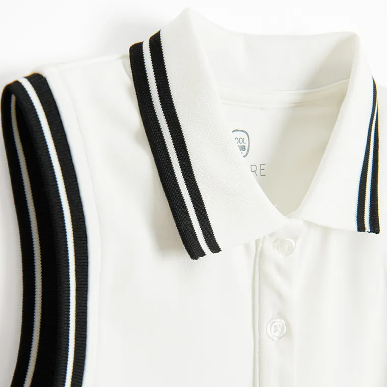 Cool Club, Sukienka tenisowa dziewczęca bez rękawów, biała