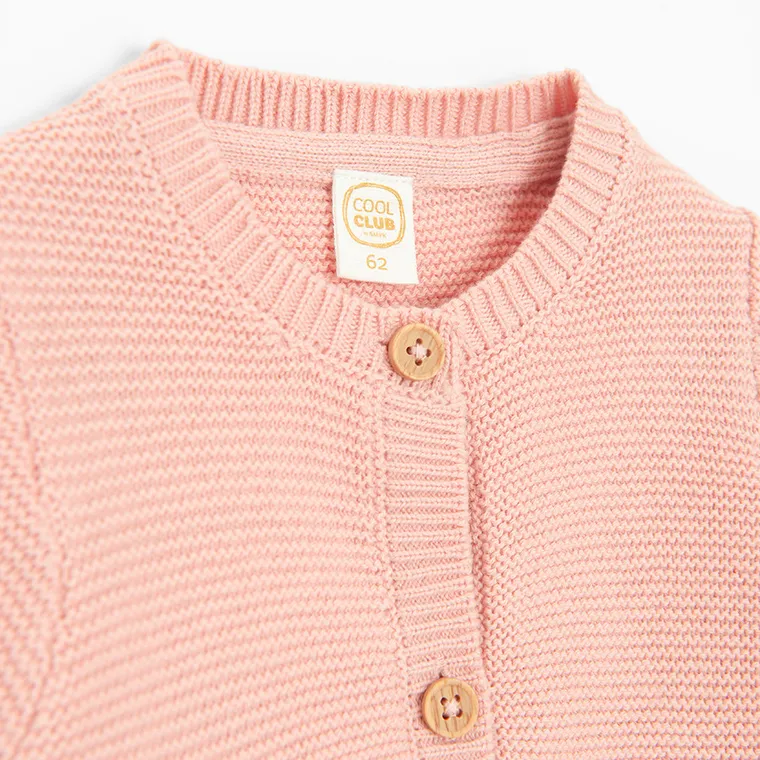 Cool Club, Sweter dziewczęcy, rozpinany, różowy