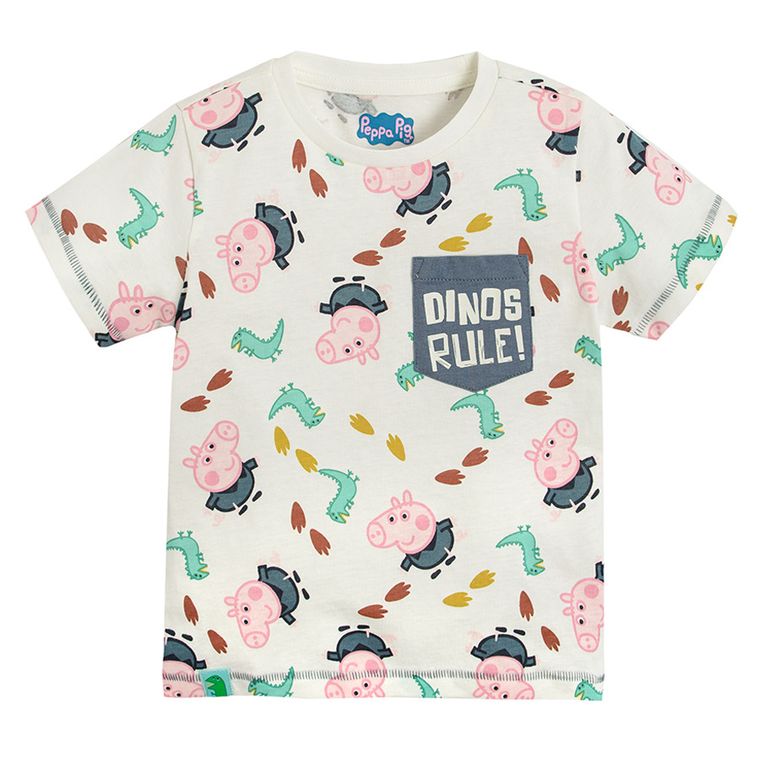 Cool Club, T-shirt chłopięcy, szary, ecru, Świnka Peppa, zestaw, 2 szt.