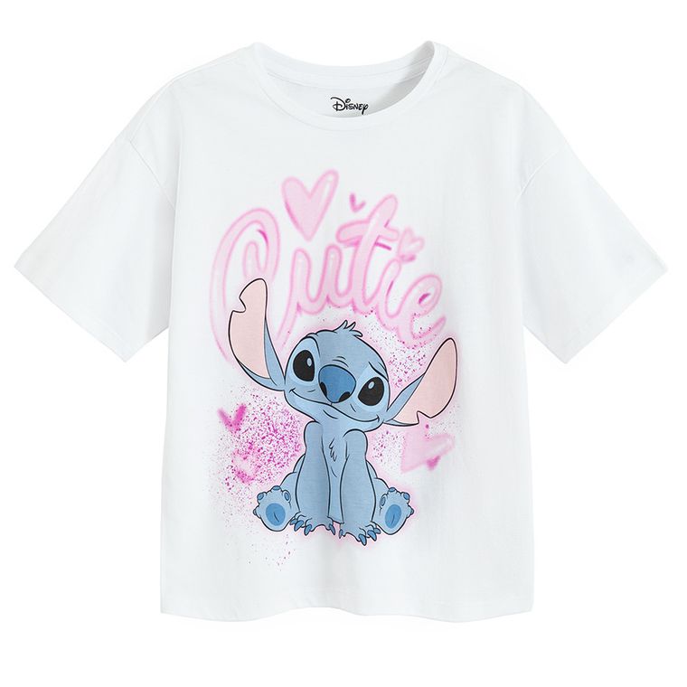 Cool Club, T-shirt dziewczęcy, biały, Lilo i Stitch