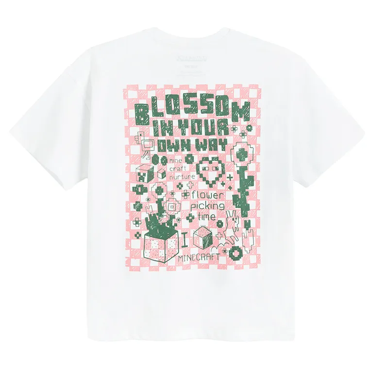 Cool Club, T-shirt dziewczęcy, oversize, biały, Minecraft