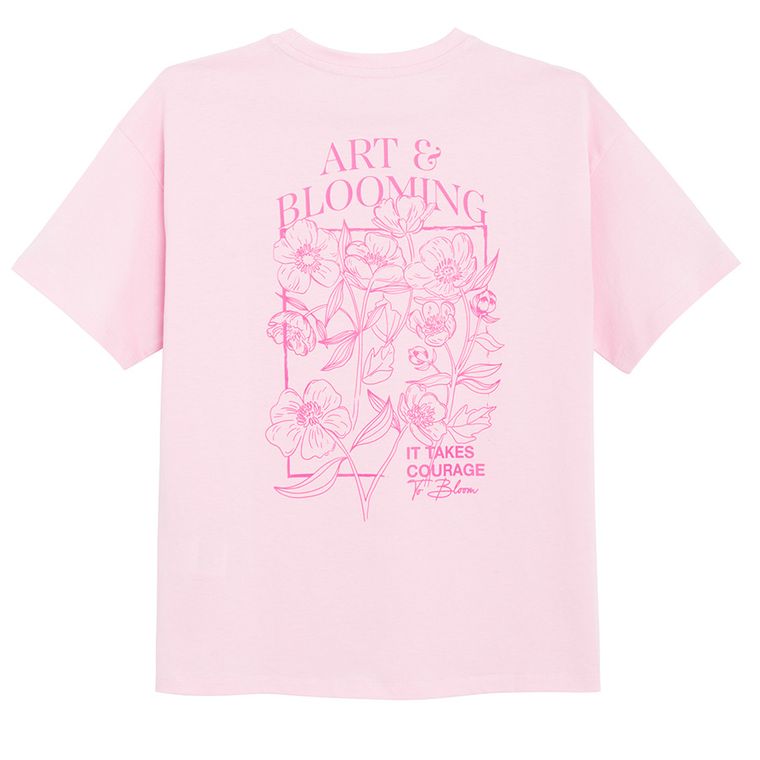 Cool Club, T-shirt dziewczęcy, oversize, różowy