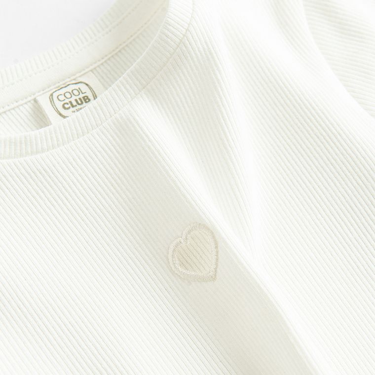 Cool Club, T-shirt dziewczęcy, prążkowany, biały