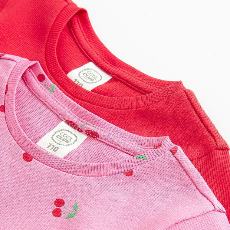 Cool Club, T-shirt dziewczęcy, prążkowany, mix, zestaw, 2 szt.