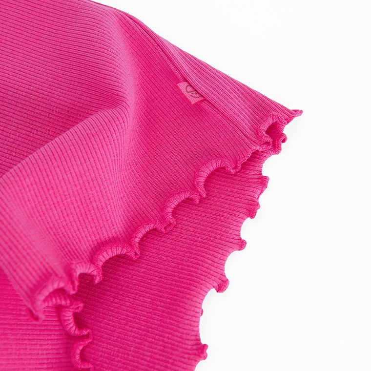 Cool Club, T-shirt dziewczęcy, prążkowany, różowy