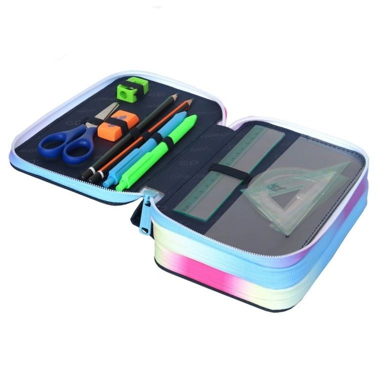 CoolPack, Jumper 3, piórnik rozkładany, potrójny, z wyposażeniem, Blue Unicorn