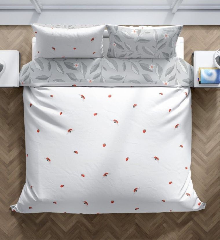 Cottage Home, Biedronki, 2-częściowy komplet pościeli bawełnianej, 140-200 cm