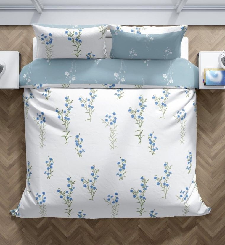 Cottage Home, Kwiaty Lnu, 2-częściowy komplet pościeli bawełnianej, 140-200 cm