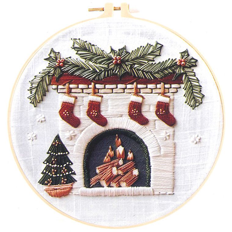 Craft With Fun, zestaw do haftowania, świąteczny kominek
