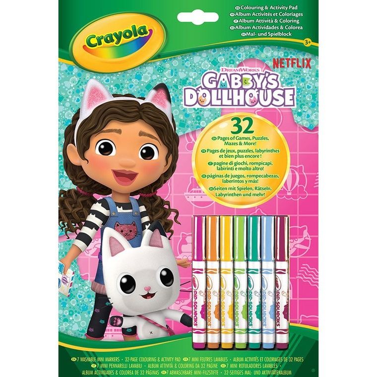 Crayola, Koci Domek Gabi, kolorowanka z łamigłówkami i flamastrami