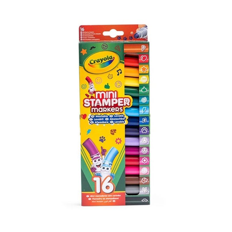 Crayola, mini flamastry ze stempelkami, emoji, 16 szt.