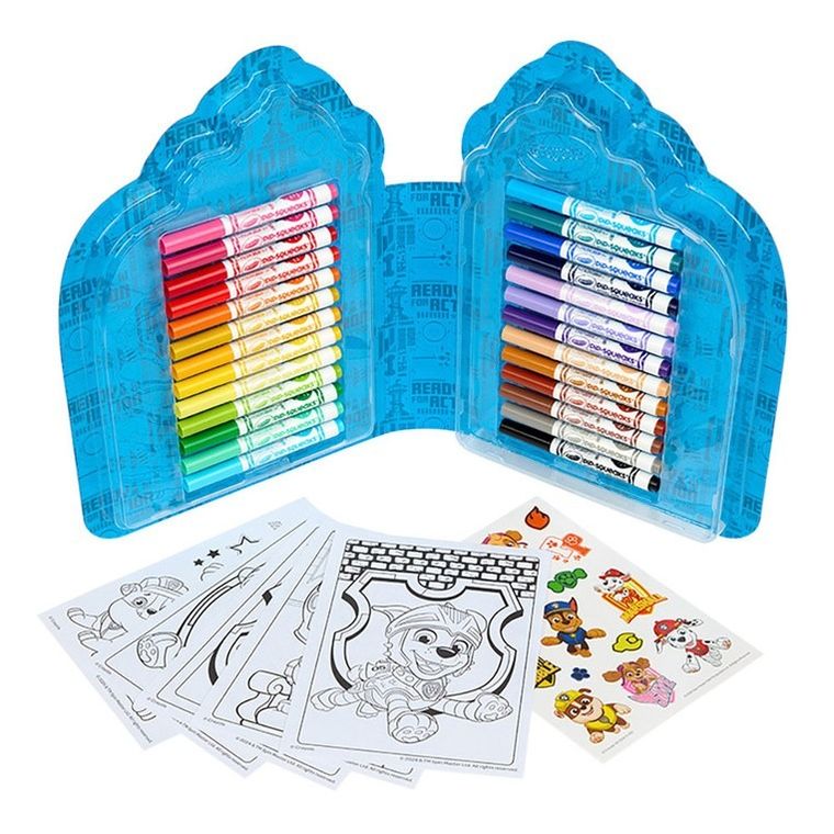 Crayola, Psi Patrol, zestaw artystyczny z kolorowankami, naklejkami i flamastrami, 47 elementów