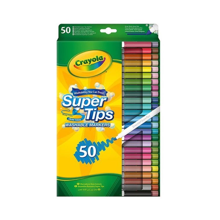 Crayola, Super Tips, flamastry zmywalne, 50 szt.