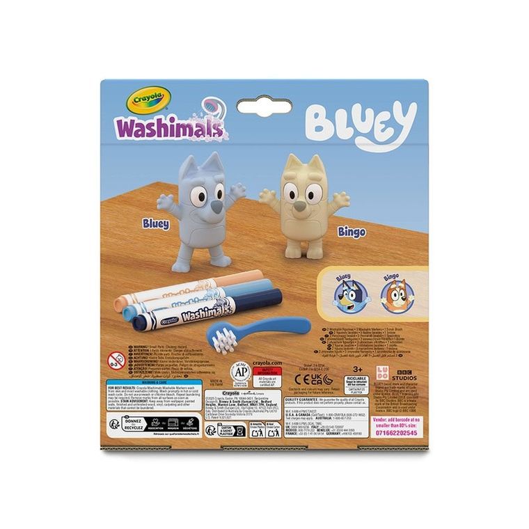 Crayola, Washimals, Bluey, figurki do kolorowania zmywalnymi flamastrami, 2 szt.