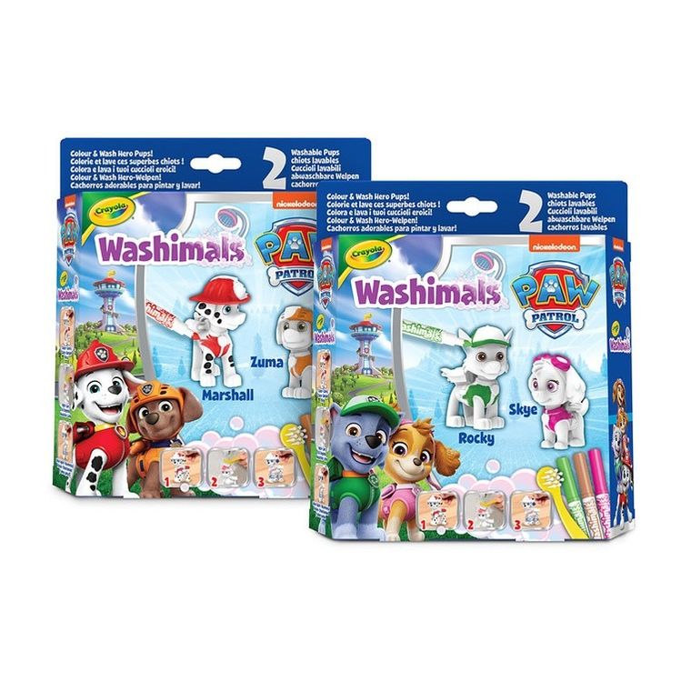 Crayola, Washimals, Psi Patrol, figurki do kolorowania zmywalnymi flamastrami, 2 szt.