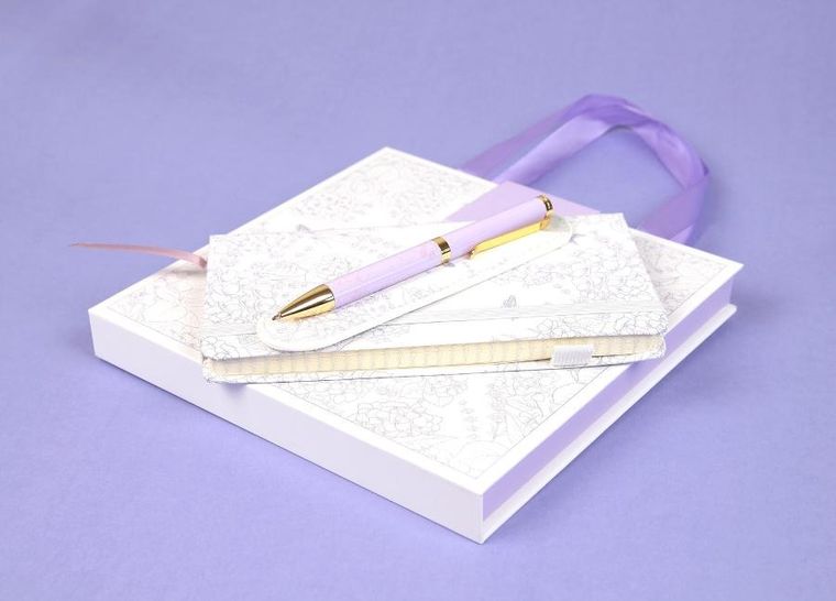 Cresco, długopis + notes premium w pudełku, fioletowy