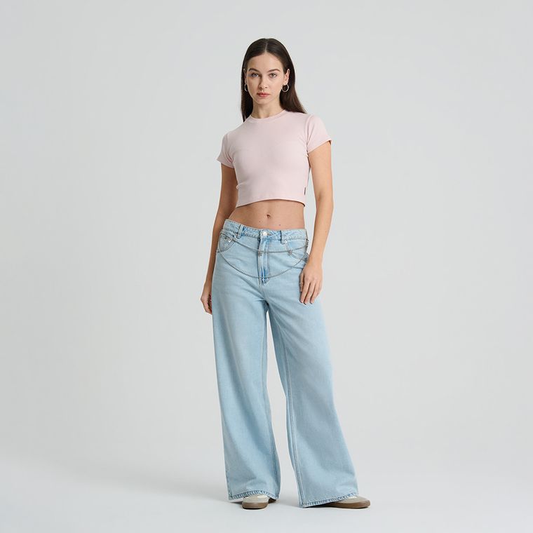 Crop top prążkowany z domieszką modalu NOWEAR