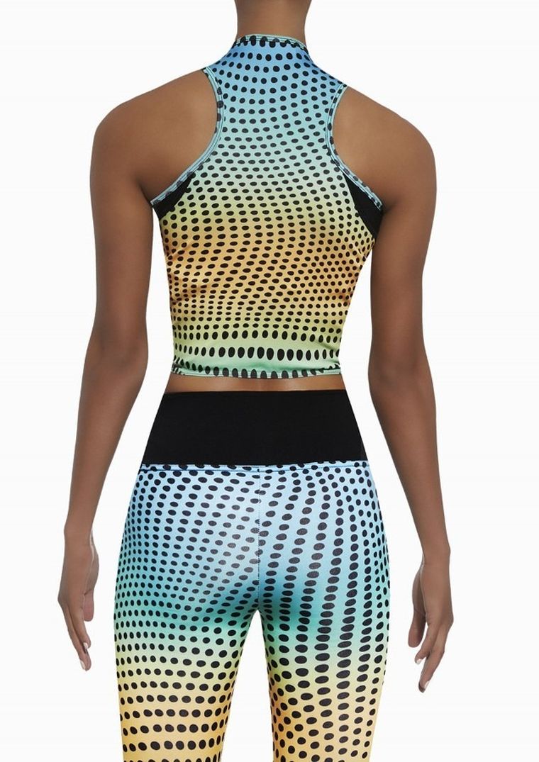 Crop-top sportowy damski, mix, kropki, Bas Black