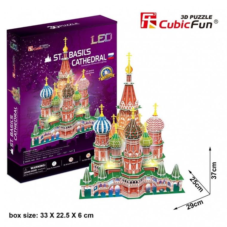 Cubic Fun, Katedra Św. Bazylego, puzzle 3D LED, 224 elementy