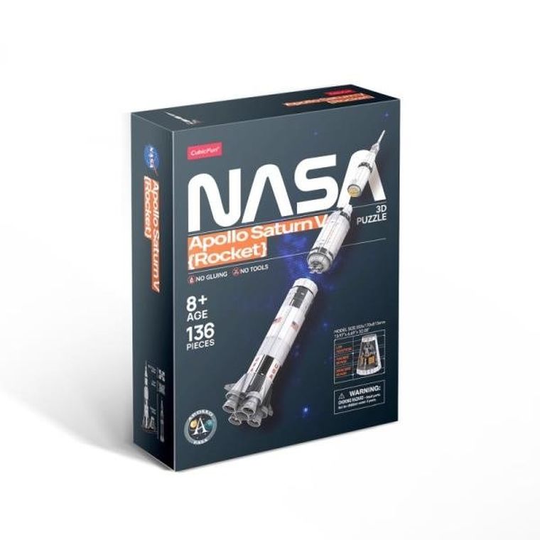 Cubic Fun, NASA, Apollo Saturn V Rocket, puzzle 3D, 136 elementów