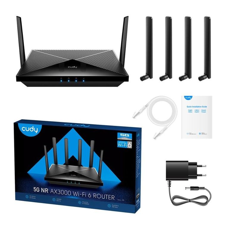 Cudy, router P5_eu Lan Gigabit Ax3000 Wifi 6 Mesh 5g Dual Sim