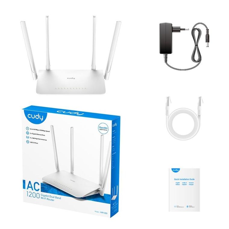 Cudy, router Wr1300 Lan Gigabit Ac1200 Dual Band Wifi Mesh