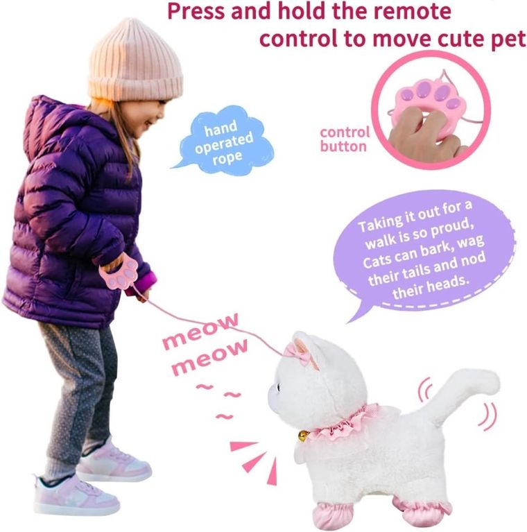 Cute Pet, Kotek na smyczy, maskotka interaktywna