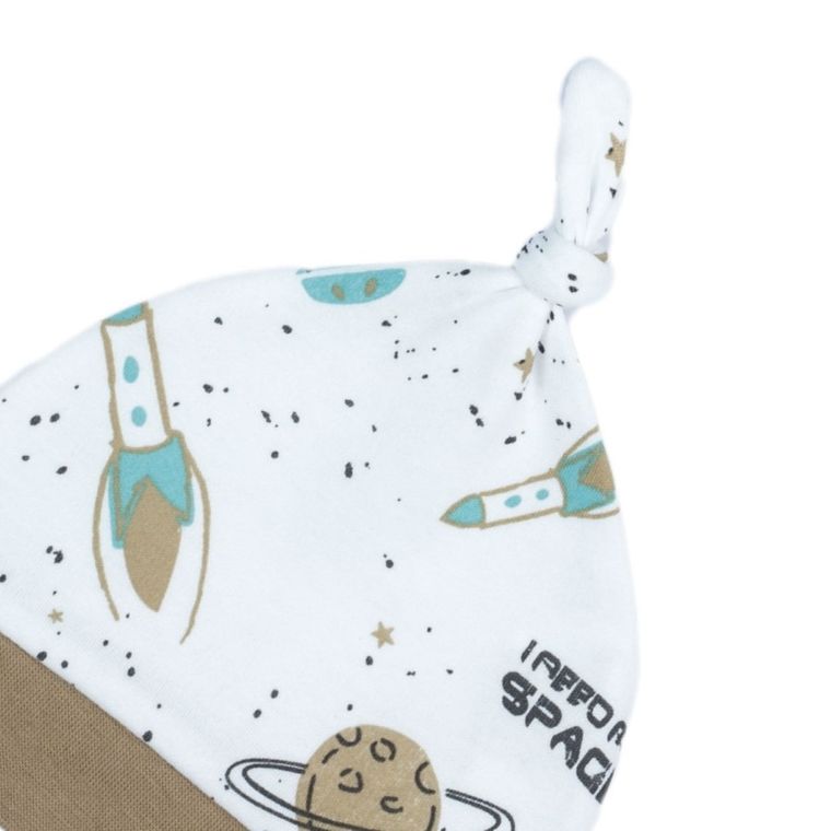 Czapka chłopięca, biała, kosmos, Nicol