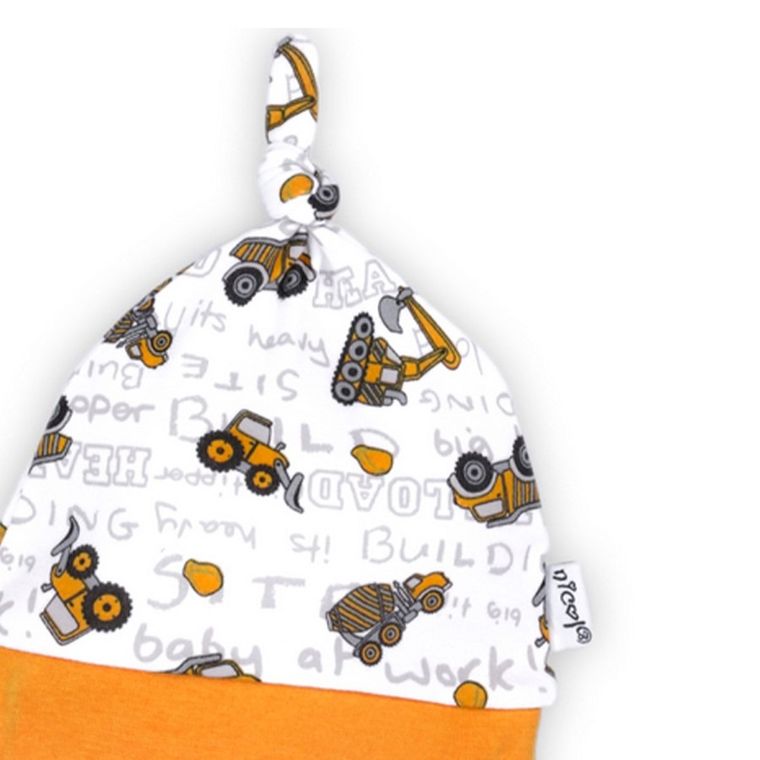 Czapka chłopięca, biała, pojazdy, Nicol