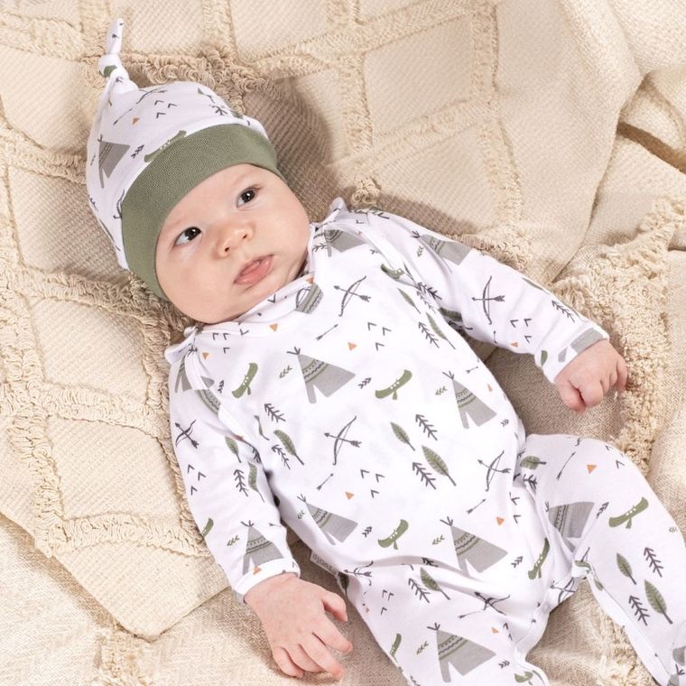 Czapka chłopięca, biało-zielona, Nicol