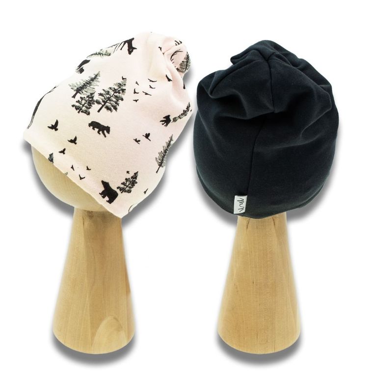 Czapka chłopięca, dwustronna, grafitowo-beżowa, Nicol