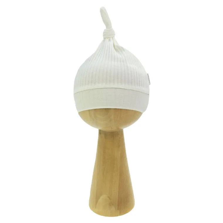 Czapka chłopięca, prążkowana, ecru, Nicol