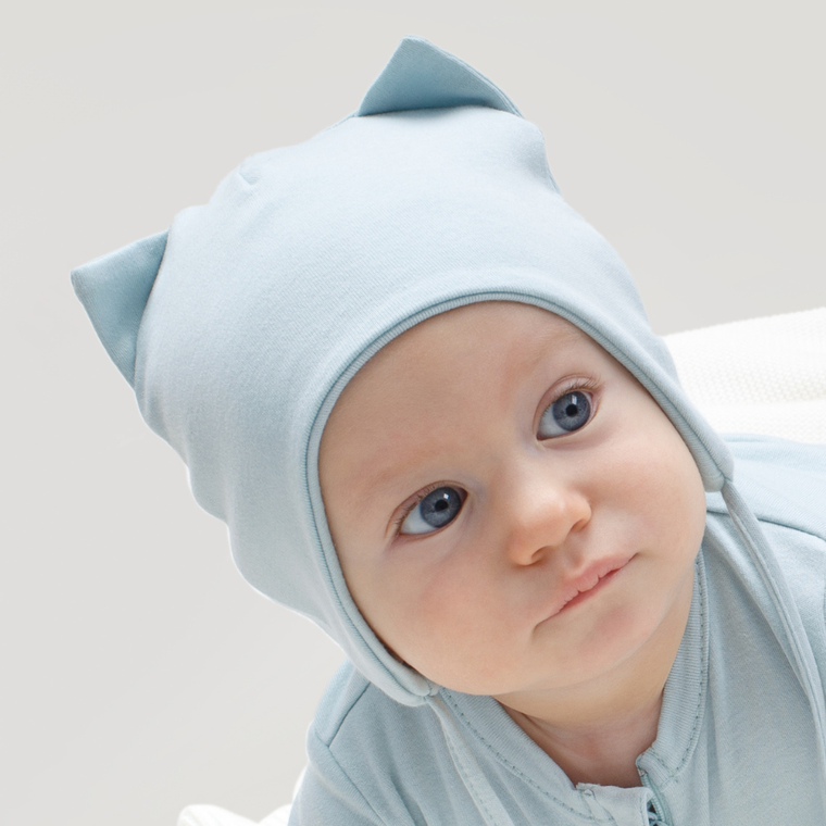 Czapka chłopięca, wiązana, niebieska, Pinokio