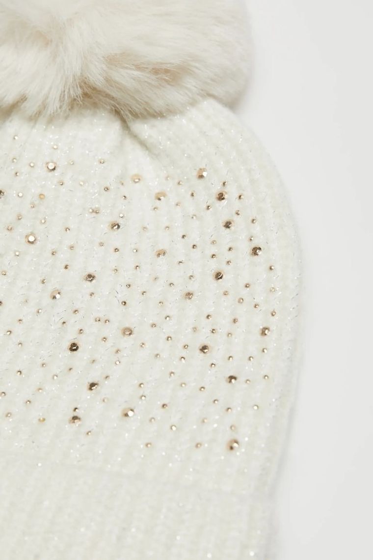 Czapka damska, biała, Moodo