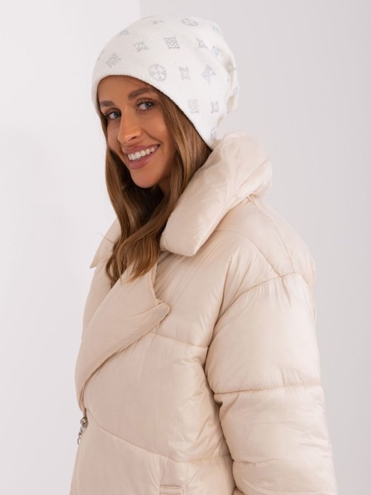 Czapka damska, ecru, Italy Moda