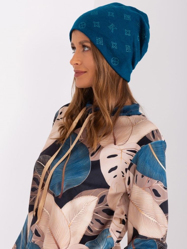 Czapka damska, niebieska, Italy Moda